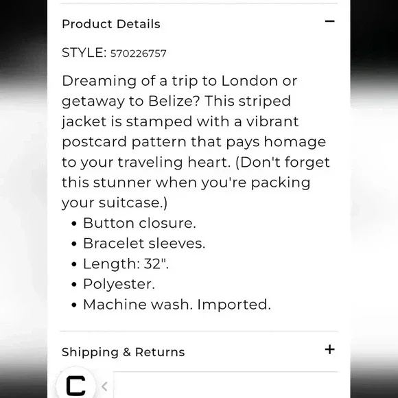 Chico's Postcard blazer/jacket Size 1 - Picture 11 of 11